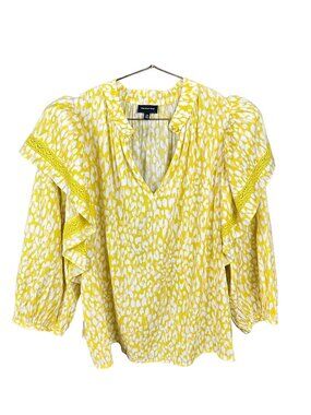 Chartreuse Leopard, Who What Wear, M, Breezy Blouse